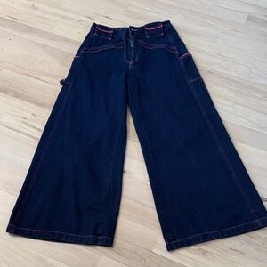 Women’s kik girl-kikwear Wide Leg Rave Jeans-Skater-Bright Pink Detail-90s-9